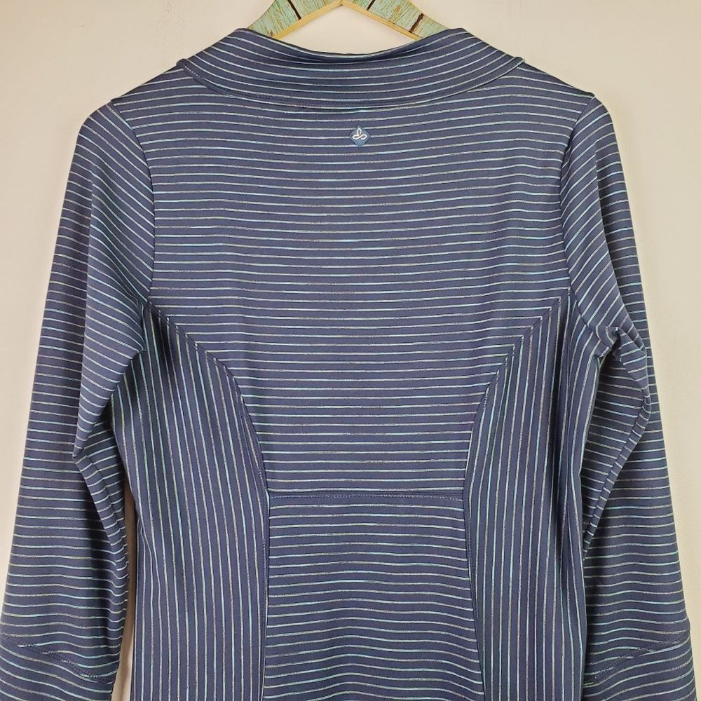 Prana Blue Striped Scramble Athletic High Neck Long Sleeve Dress Sz S - Picture 8 of 12